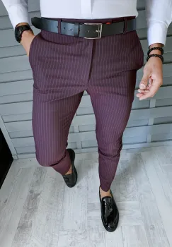 Pantaloni barbati eleganti grena B1633 imagine