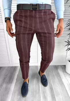 Pantaloni barbati eleganti grena B1801 21-2 E~ imagine
