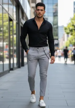 Pantaloni barbati eleganti  gri 10614 imagine