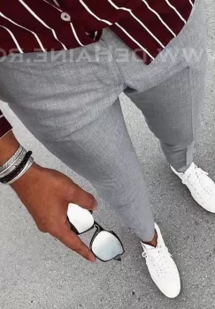 Pantaloni barbati eleganti gri B1329 imagine