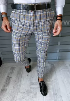 Pantaloni barbati eleganti in carouri B1787 i4-2 imagine