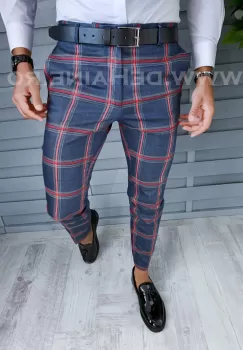 Pantaloni barbati eleganti in carouri B1904 i4-4 imagine