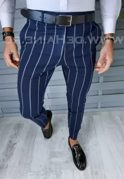 Pantaloni barbati eleganti in dungi B1901 A-6 imagine