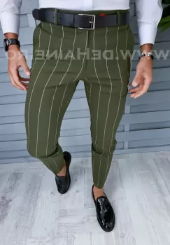 Pantaloni barbati eleganti kaki B1798 i15-4 imagine