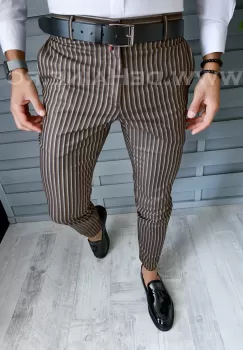 Pantaloni barbati eleganti maro B1749 i1-5 imagine