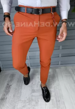 Pantaloni barbati eleganti portocalii B1868 i15-2 imagine