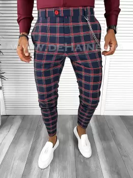 Pantaloni barbati eleganti regular fit in carouri B1744 E 6-3 imagine