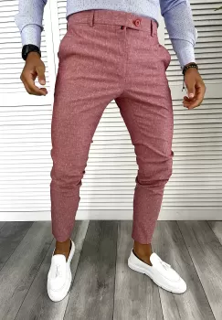 Pantaloni barbati eleganti roz B8812 O3-1.1 imagine