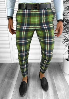 Pantaloni barbati eleganti verzi 12877 O3-6.1 imagine