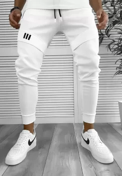 Pantaloni de trening alb conici 12259 D6-5.4 imagine