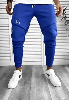 Pantaloni de trening albastri conici 10236 imagine