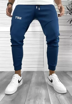 Pantaloni de trening albastri silon conici 12376 imagine