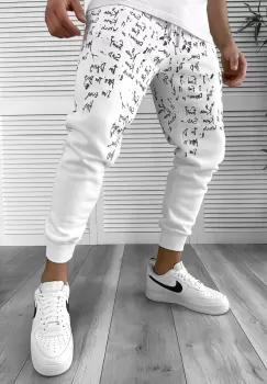 Pantaloni de trening albi conici 172 imagine