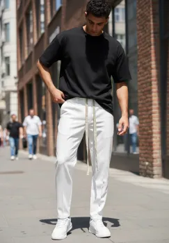 Pantaloni de trening albi conici 2654 imagine