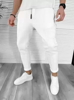 Pantaloni de trening albi conici K192 P20-2.1 imagine