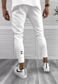 Pantaloni de trening albi silon conici 12379 imagine