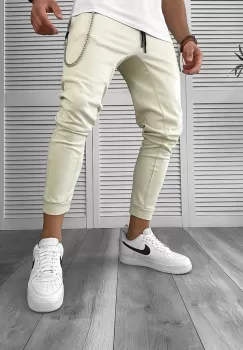 Pantaloni de trening bej conici 12606 111-1 imagine