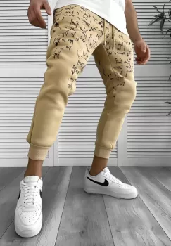 Pantaloni de trening bej conici 172 imagine