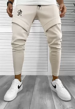 Pantaloni de trening bej silon conici 12374 imagine