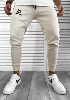 Pantaloni de trening bej silon conici 12375 imagine