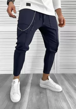 Pantaloni de trening bleumarin conici 10142 imagine