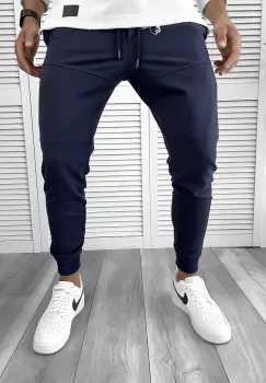 Pantaloni de trening bleumarin conici 12110 imagine