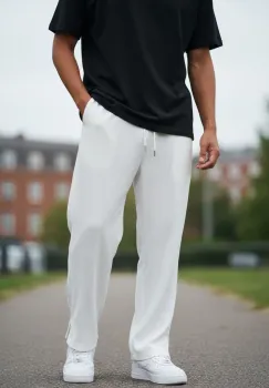 Pantaloni de trening cargo  albi  conici Y125 imagine