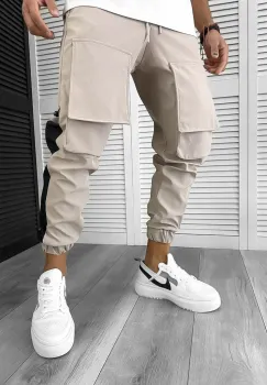 Pantaloni de trening cargo bej conici 12500 imagine