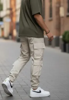 Pantaloni de trening cargo  bej  conici Y207 32-3.3 imagine