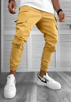 Pantaloni de trening cargo crem conici Y101 32-4 imagine