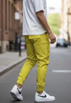 Pantaloni de trening cargo  galbeni  conici Y102 21-4.2 imagine