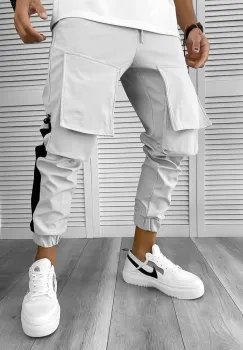 Pantaloni de trening cargo gri conici 12502 imagine