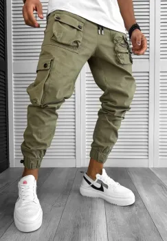 Pantaloni de trening cargo kaki conici Y310 16-5 imagine