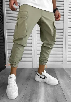 Pantaloni de trening cargo kaki conici Y410 imagine