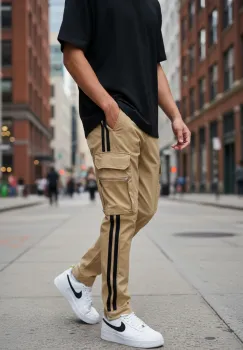 Pantaloni de trening cargo  maro  conici Y148 14-2.3 imagine