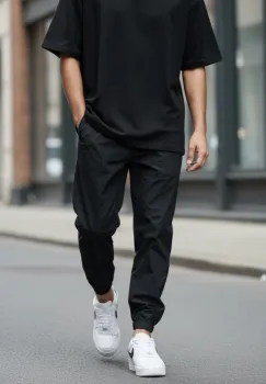 Pantaloni de trening cargo  negri  conici Y230 P20-4.3 imagine