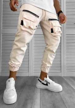 Pantaloni de trening cargo roz conici Y256 33-3 imagine