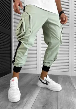 Pantaloni de trening cargo verzi conici Y512 14-4 imagine