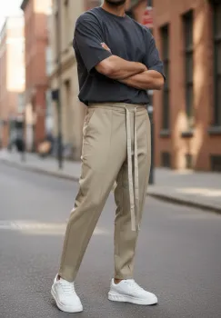 Pantaloni de trening crem conici 2654 imagine