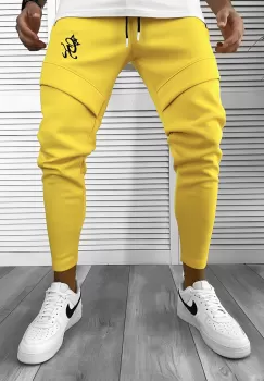 Pantaloni de trening galbeni silon conici 12374 imagine