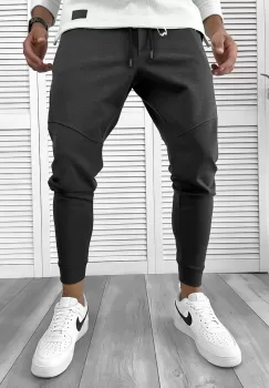 Pantaloni de trening gri conici 12107 imagine