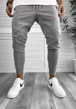 Pantaloni de trening gri conici 12355 P81-7 imagine