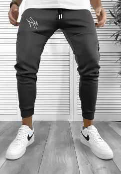 Pantaloni de trening gri inchis silon conici 12378 imagine