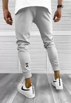 Pantaloni de trening gri silon conici 12379 imagine