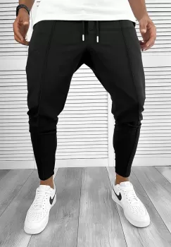 Pantaloni de trening negri conici 12166 imagine