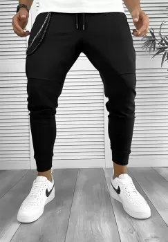 Pantaloni de trening negri conici 12237 O1-3 imagine