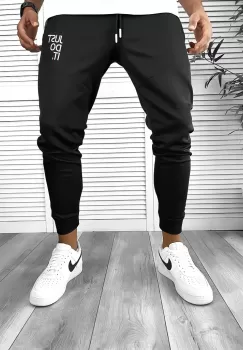 Pantaloni de trening negri conici 12362 imagine