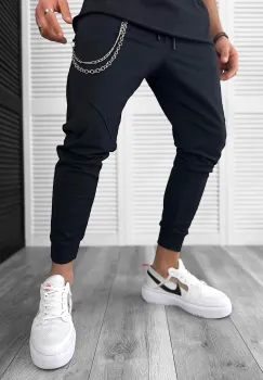 Pantaloni de trening negri conici 13038 S7-4 imagine