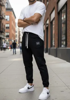 Pantaloni de trening negri conici GG107 imagine