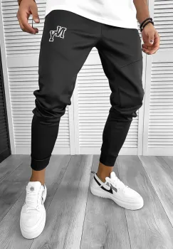 Pantaloni de trening negri conici silon 12347 imagine